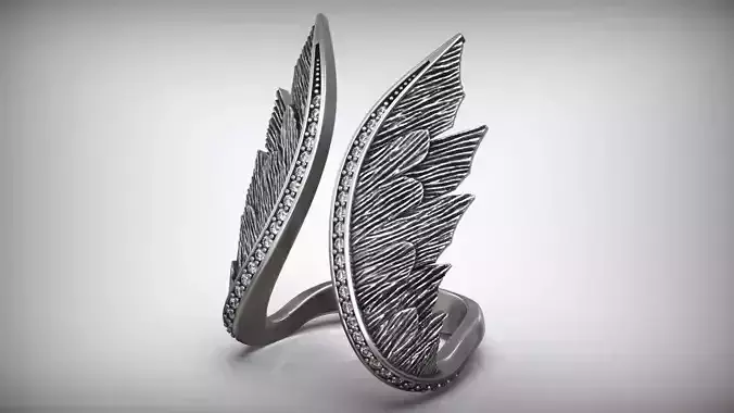 Angel Wings Diamond Oxidized Ring