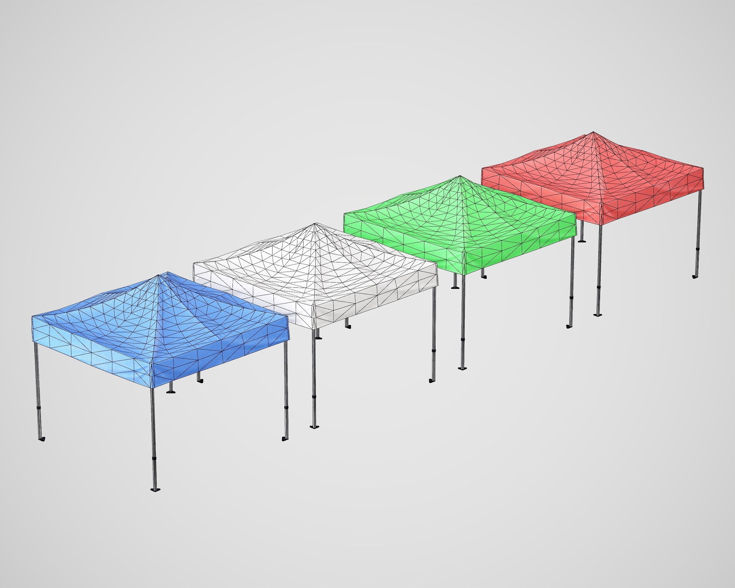 Folding Canopy Tent Low-poly 3D model_13