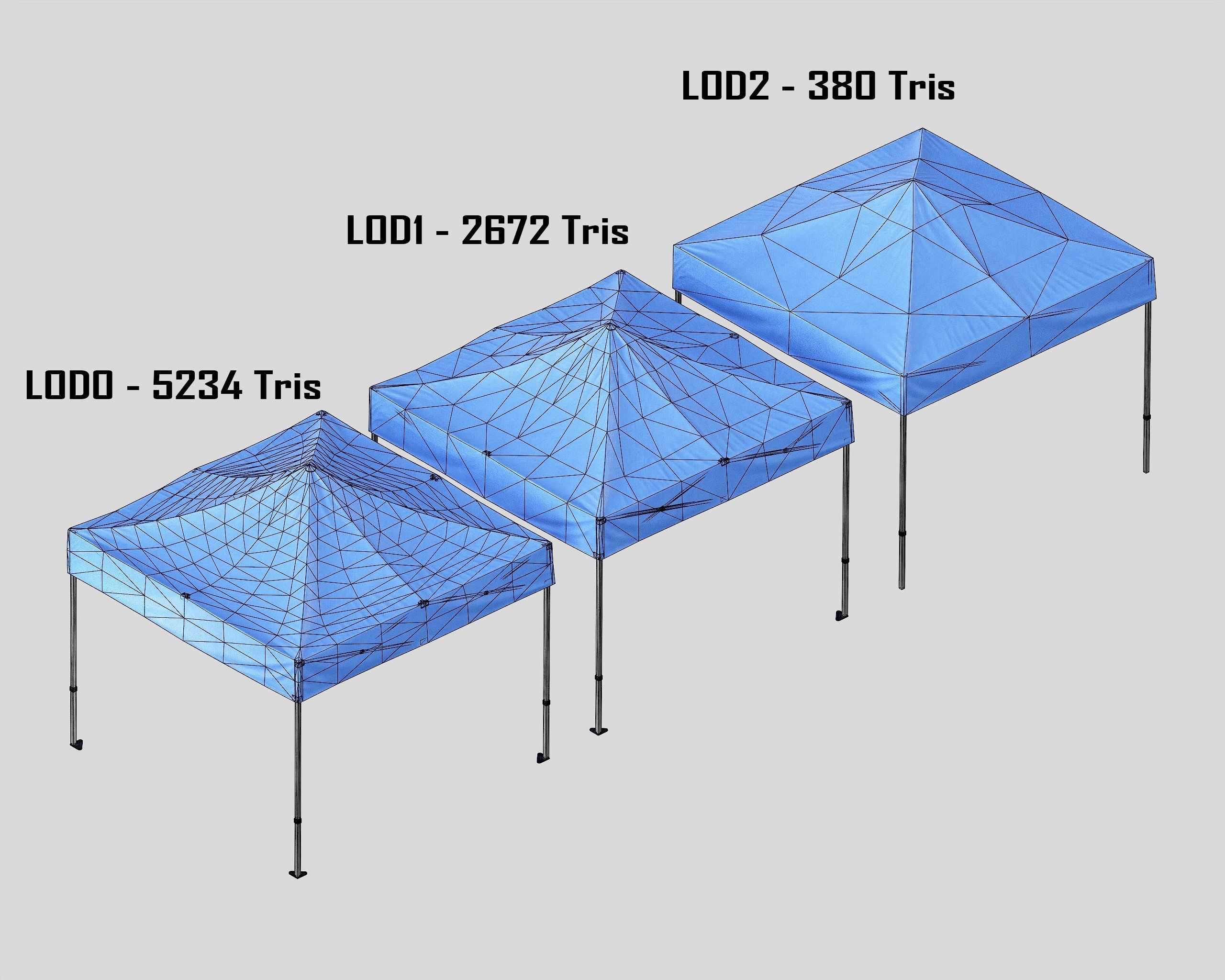 Folding Canopy Tent Low-poly 3D model_7