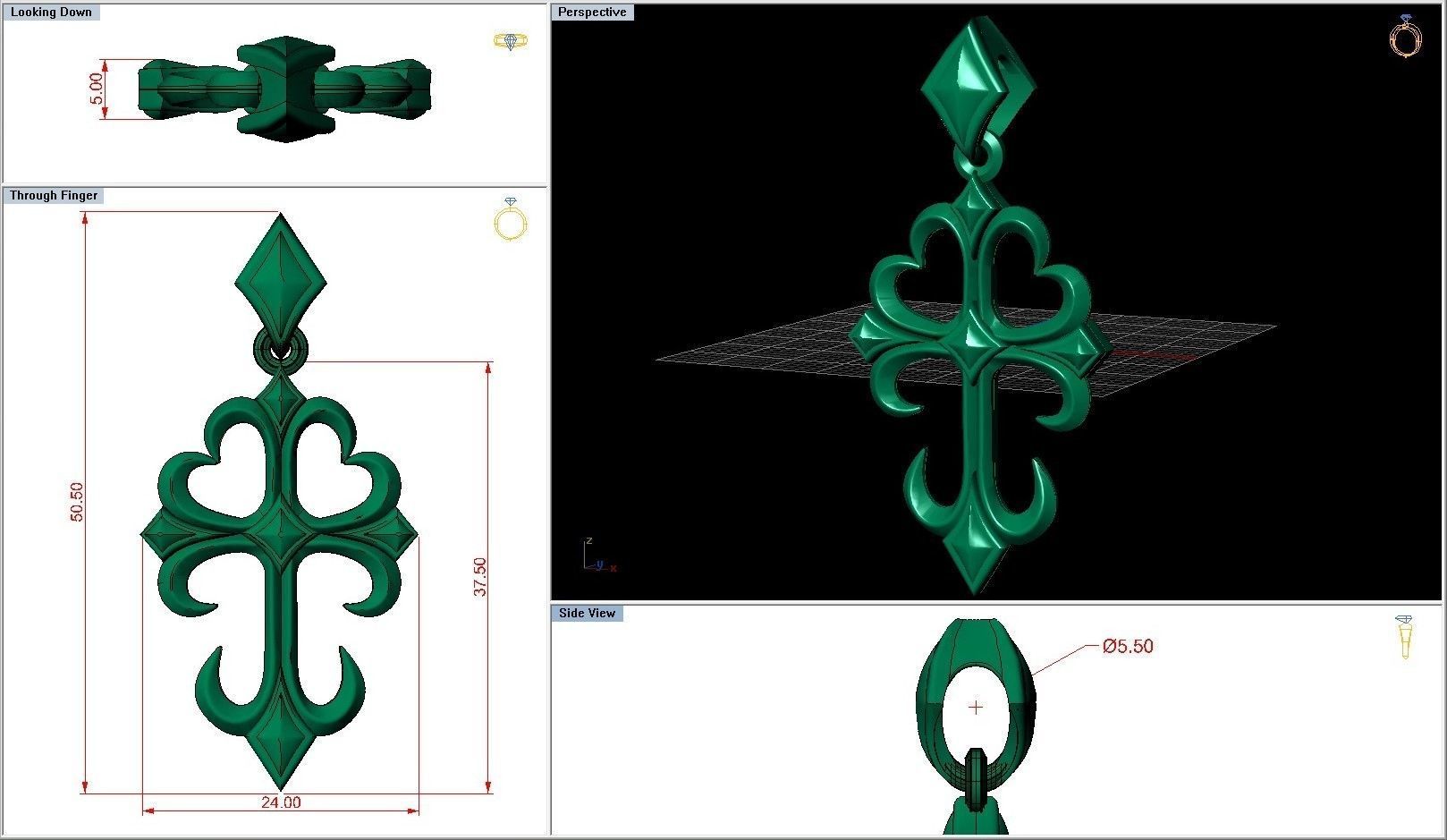Cross Masonic Knights Templar Amulet Pendant 3D print model_4