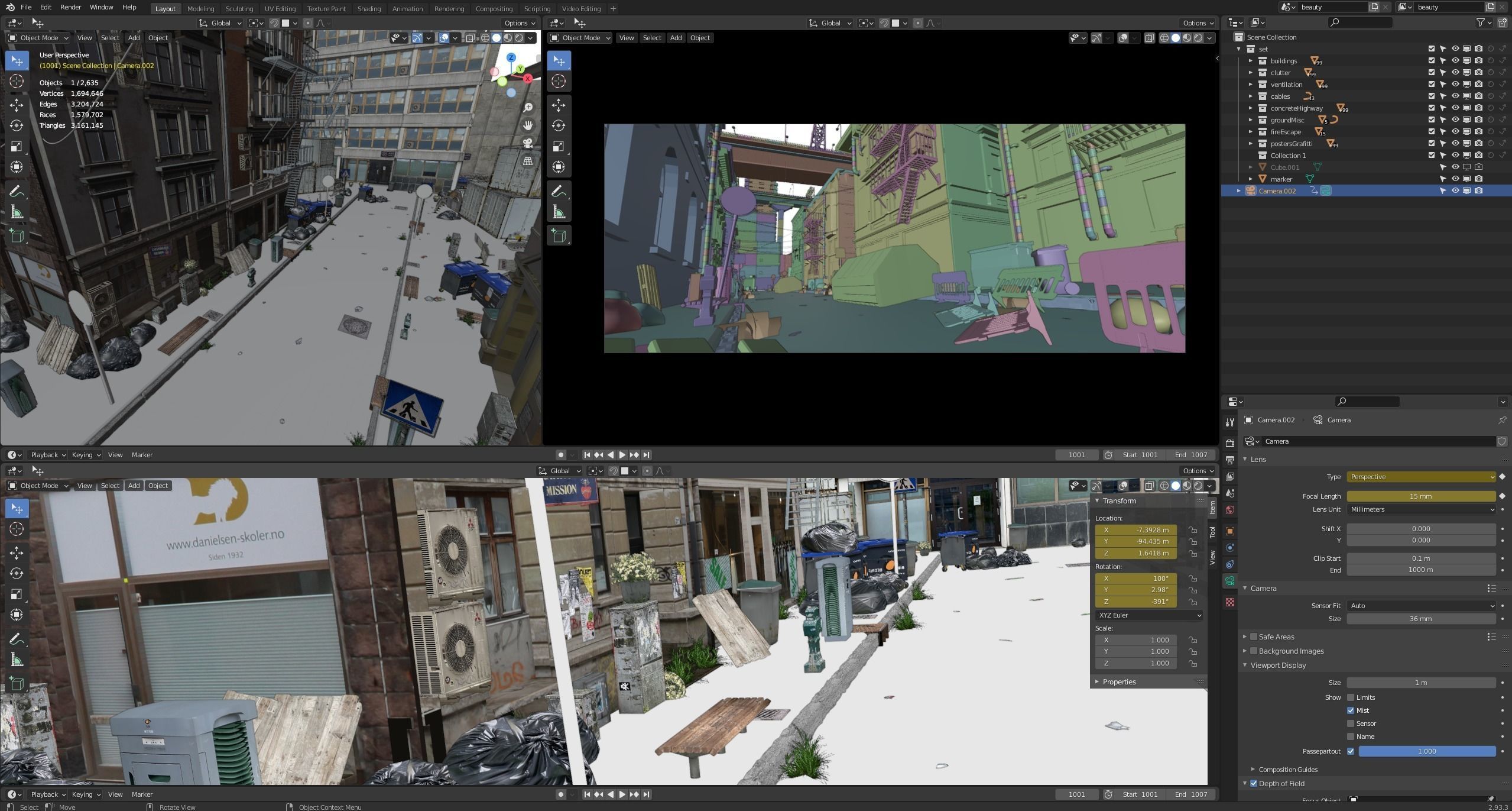 Photoreal Urban City Street Scene 3D model_8