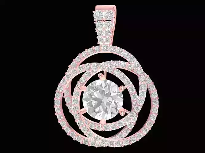 Luxury Spiral Halo Gemstone Pendant for Women 2267 3D print model