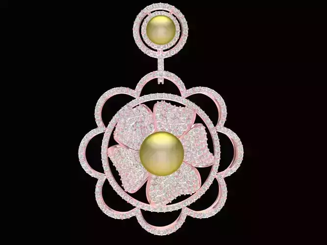 Lotus Flower Pearl Pendant Jewelry 3D Model  2268