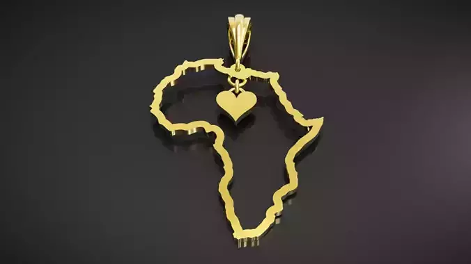 Africa pendant with heart 3D print model