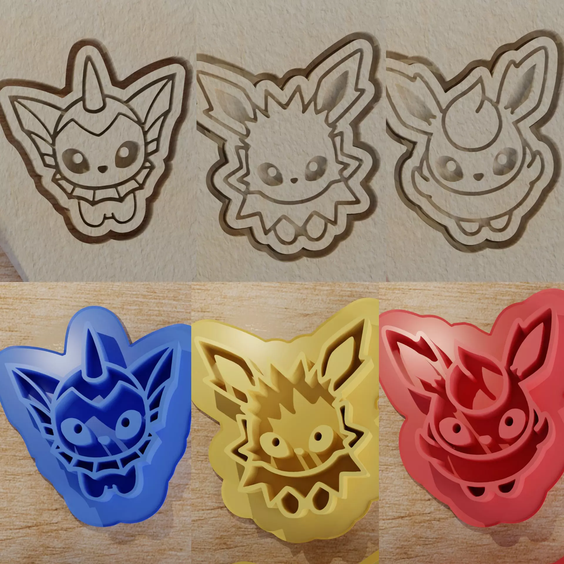 Vaporeon Jolteon Flareon   Pokemon cookie cutters 3D print model_0