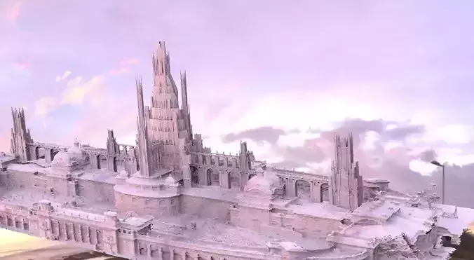 Ancient fantasy architecture long city 3D model