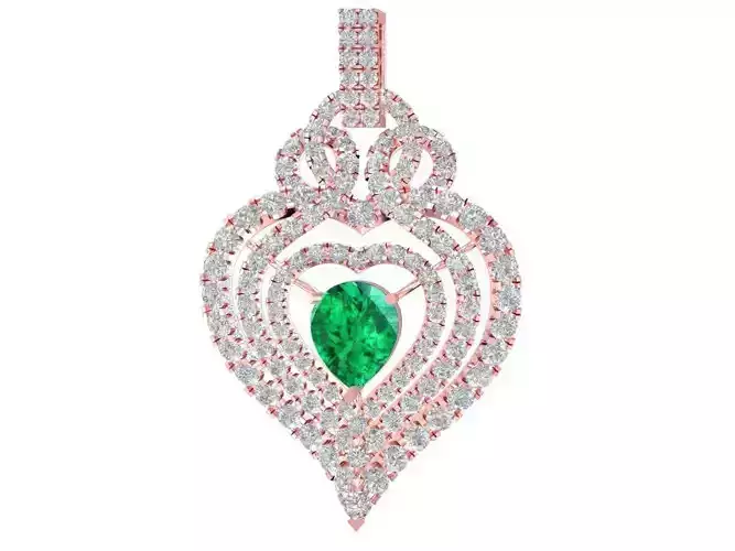 Emerald Heart Pendant 3D Model  2270
