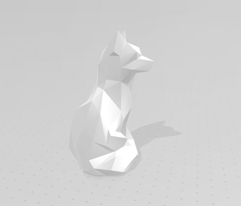 Fox Model 3D polygonal sculpture of cat 3D print model_1
