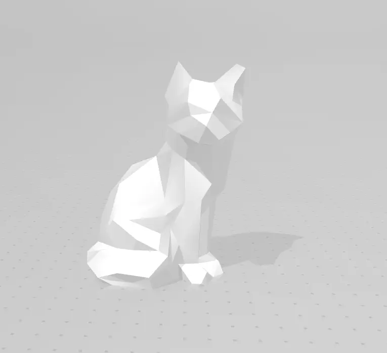 Fox Model 3D polygonal sculpture of cat 3D print model_0
