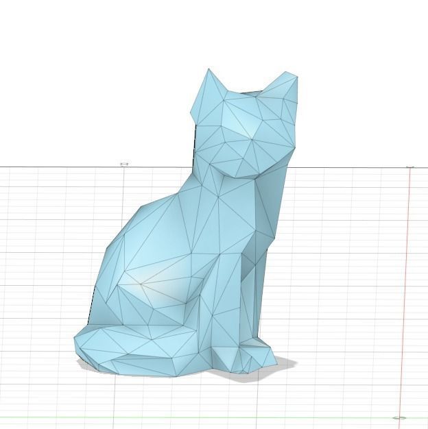 Fox Model 3D polygonal sculpture of cat 3D print model_3