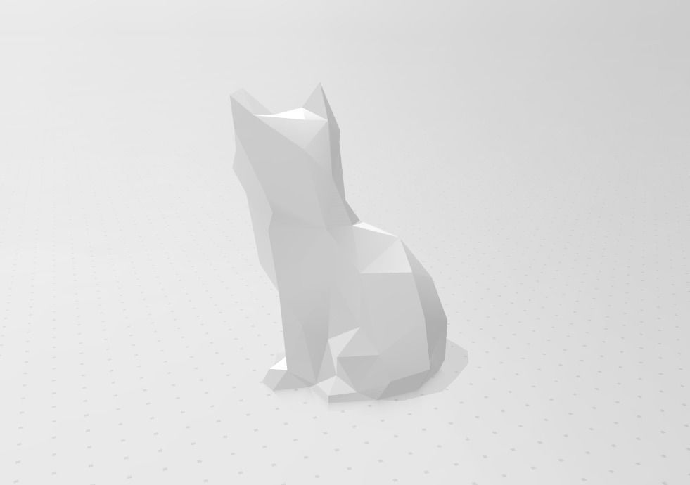 Fox Model 3D polygonal sculpture of cat 3D print model_2