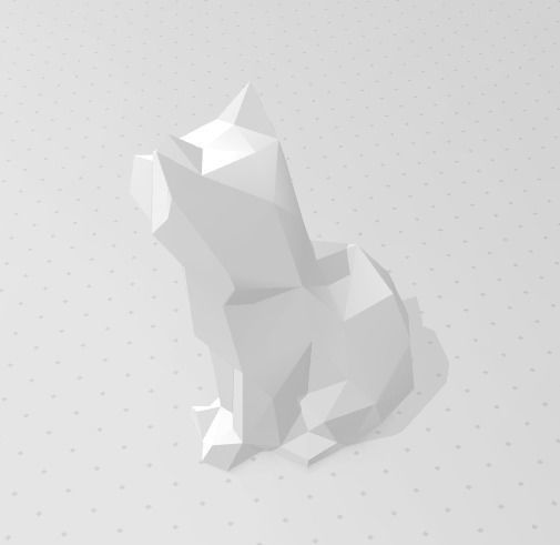 Fox Model 3D polygonal sculpture of cat 3D print model_6