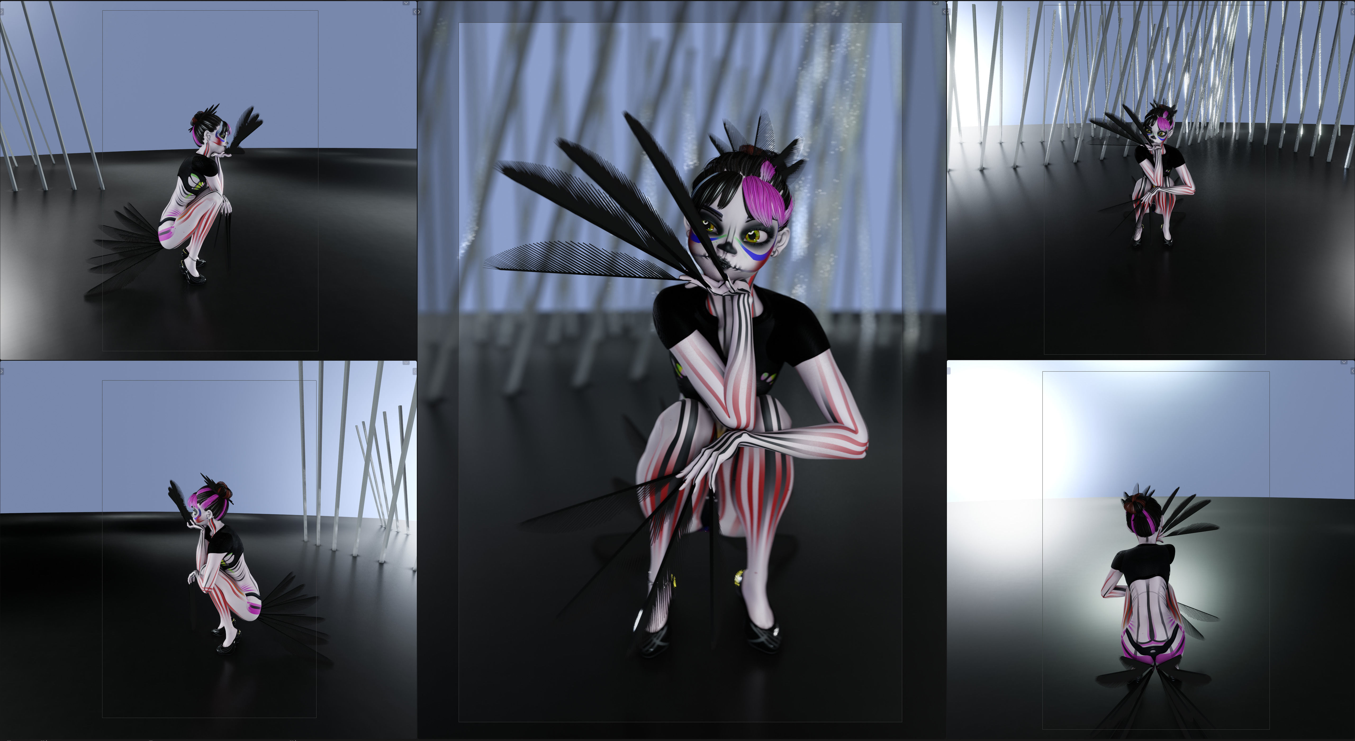 Lilithe Classica de los Muertos Female Rigged Blender Character 3D model_3