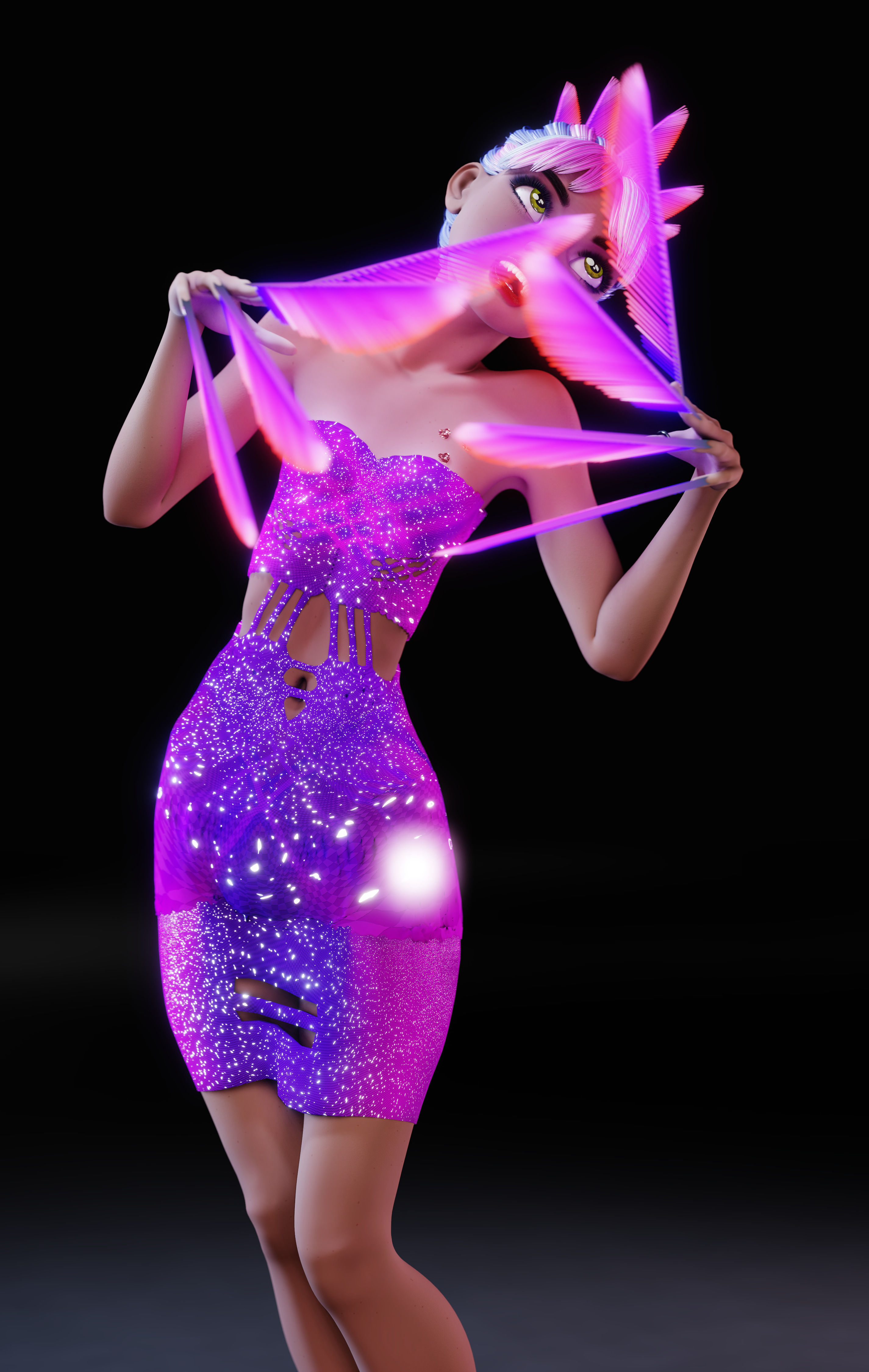 Lilithe Classica de los Muertos Female Rigged Blender Character 3D model_15