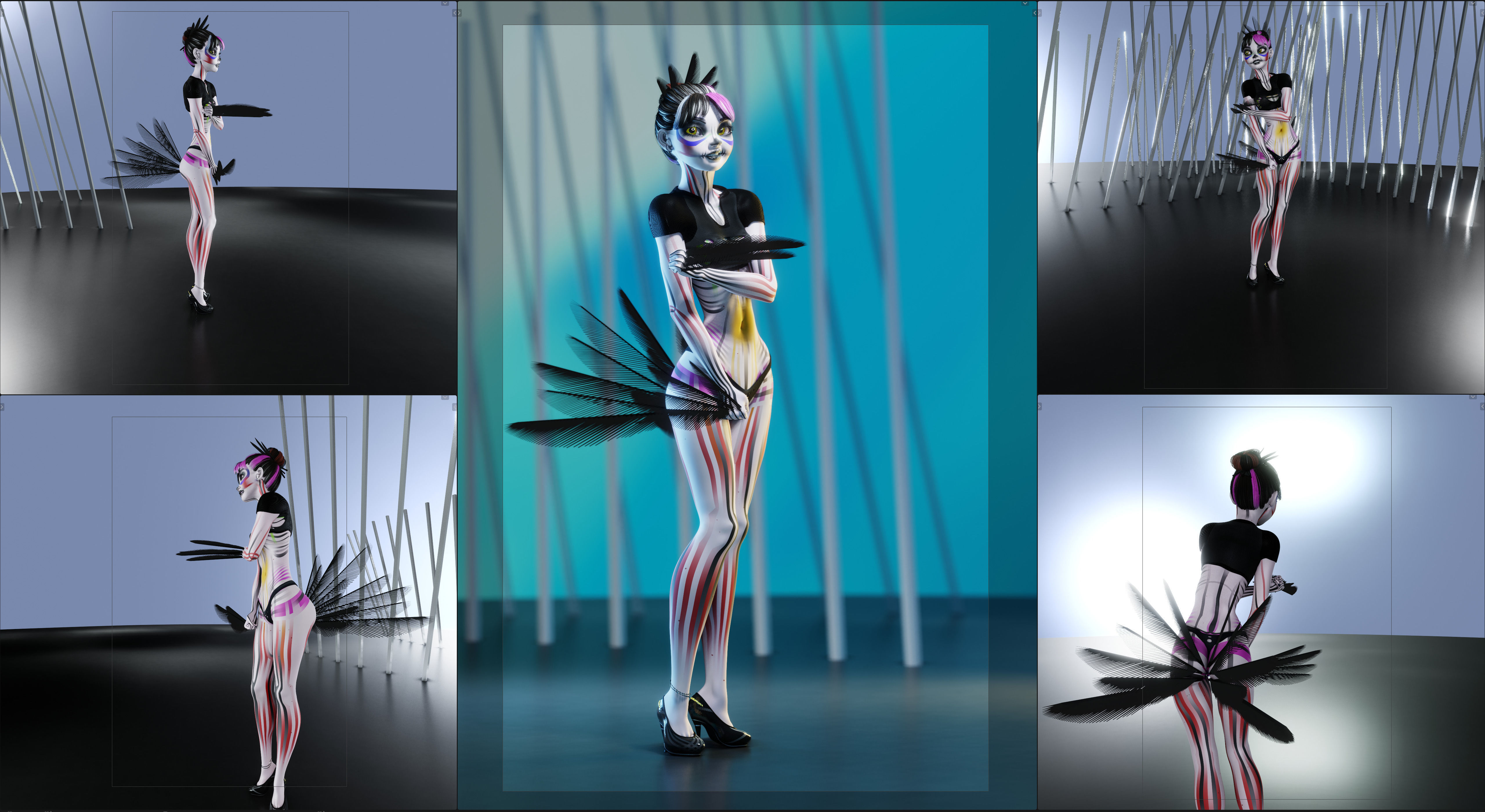 Lilithe Classica de los Muertos Female Rigged Blender Character 3D model_7