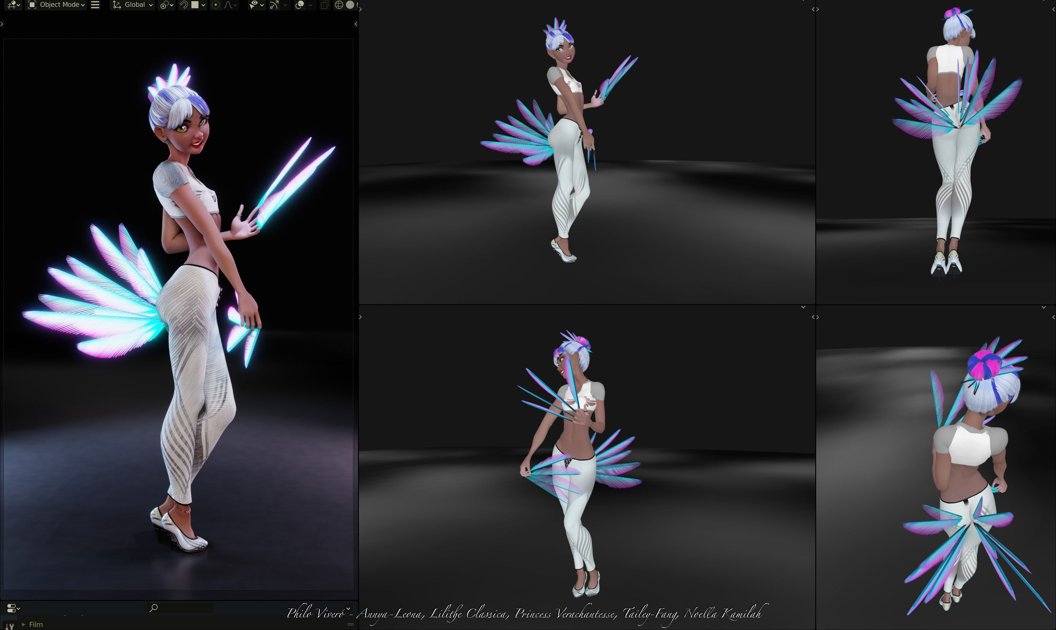 Lilithe Classica de los Muertos Female Rigged Blender Character 3D model_9