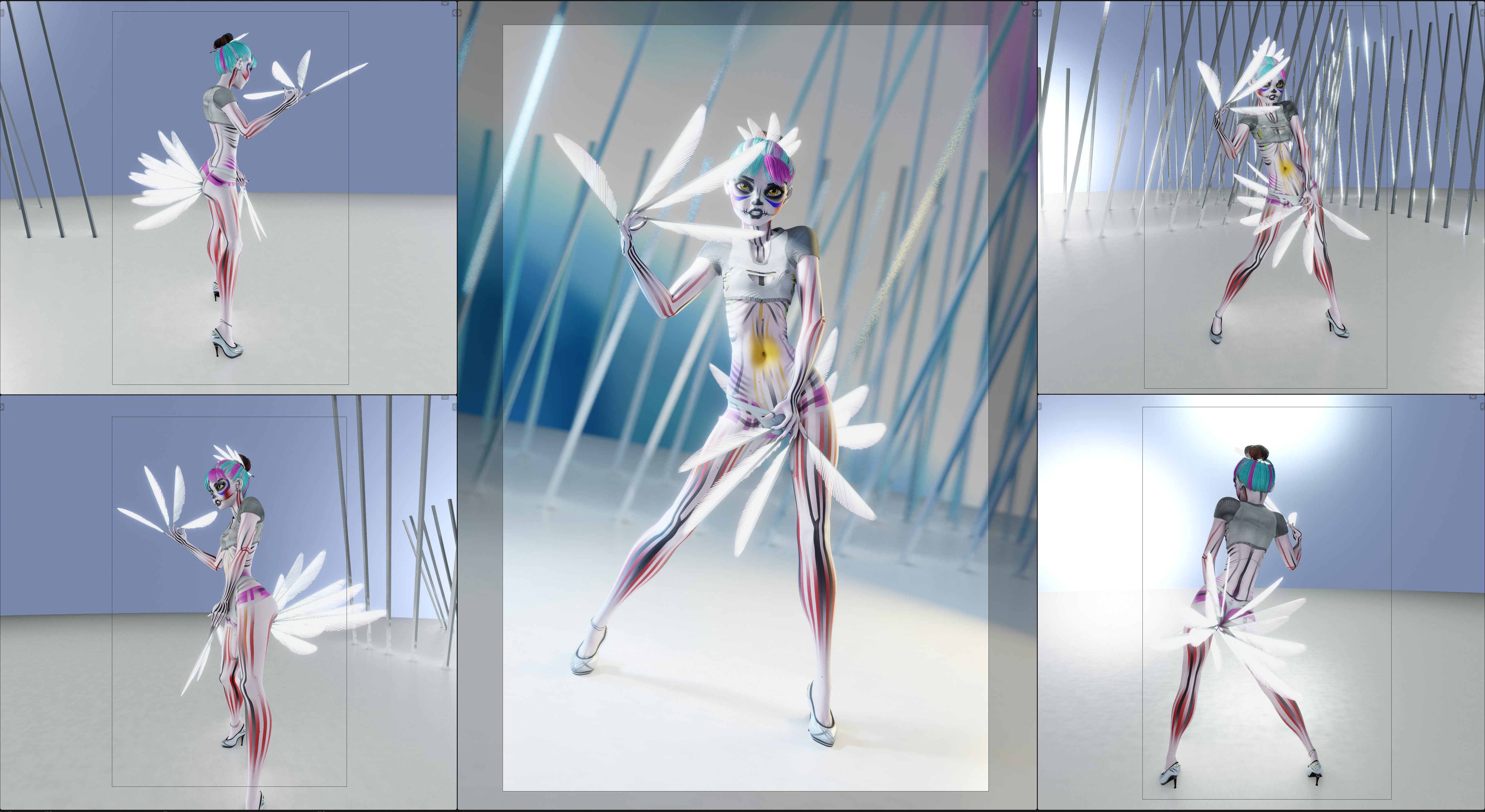 Lilithe Classica de los Muertos Female Rigged Blender Character 3D model_5