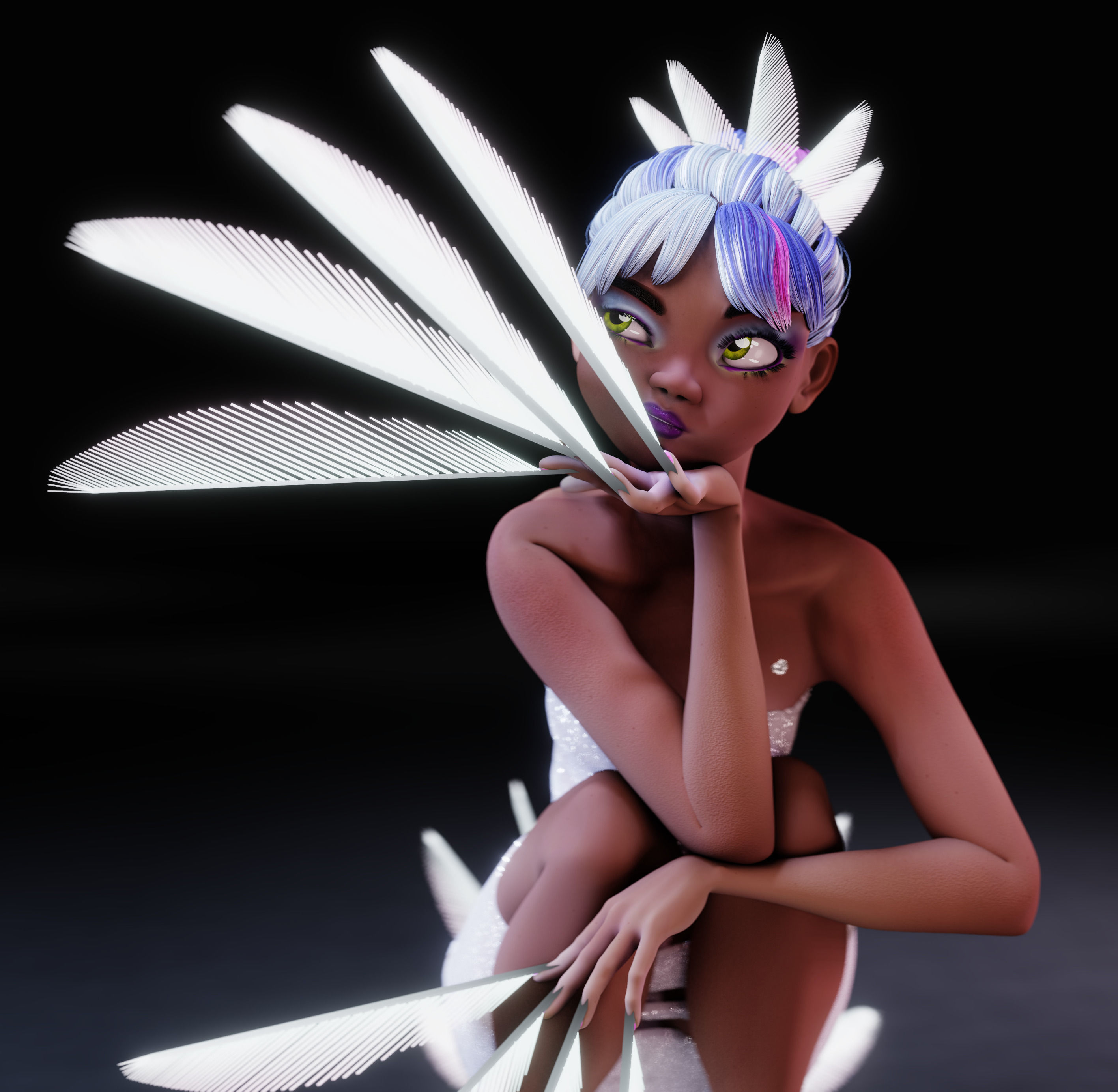 Lilithe Classica de los Muertos Female Rigged Blender Character 3D model_12