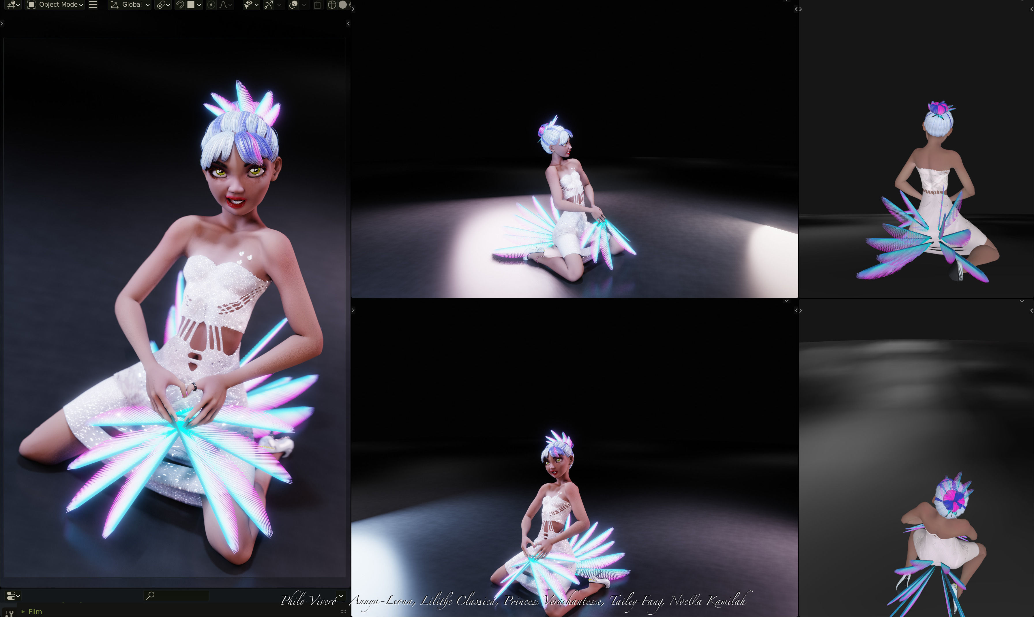 Lilithe Classica de los Muertos Female Rigged Blender Character 3D model_27