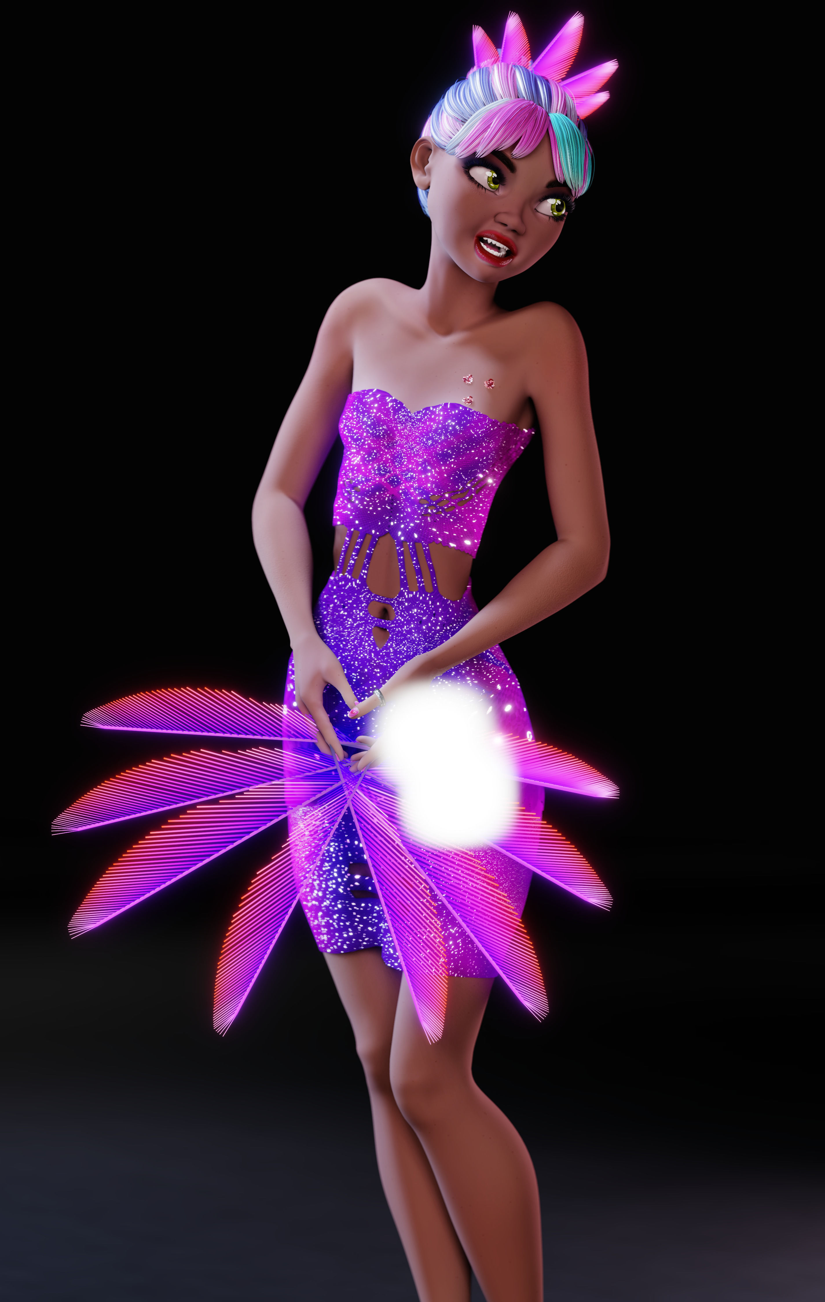 Lilithe Classica de los Muertos Female Rigged Blender Character 3D model_23