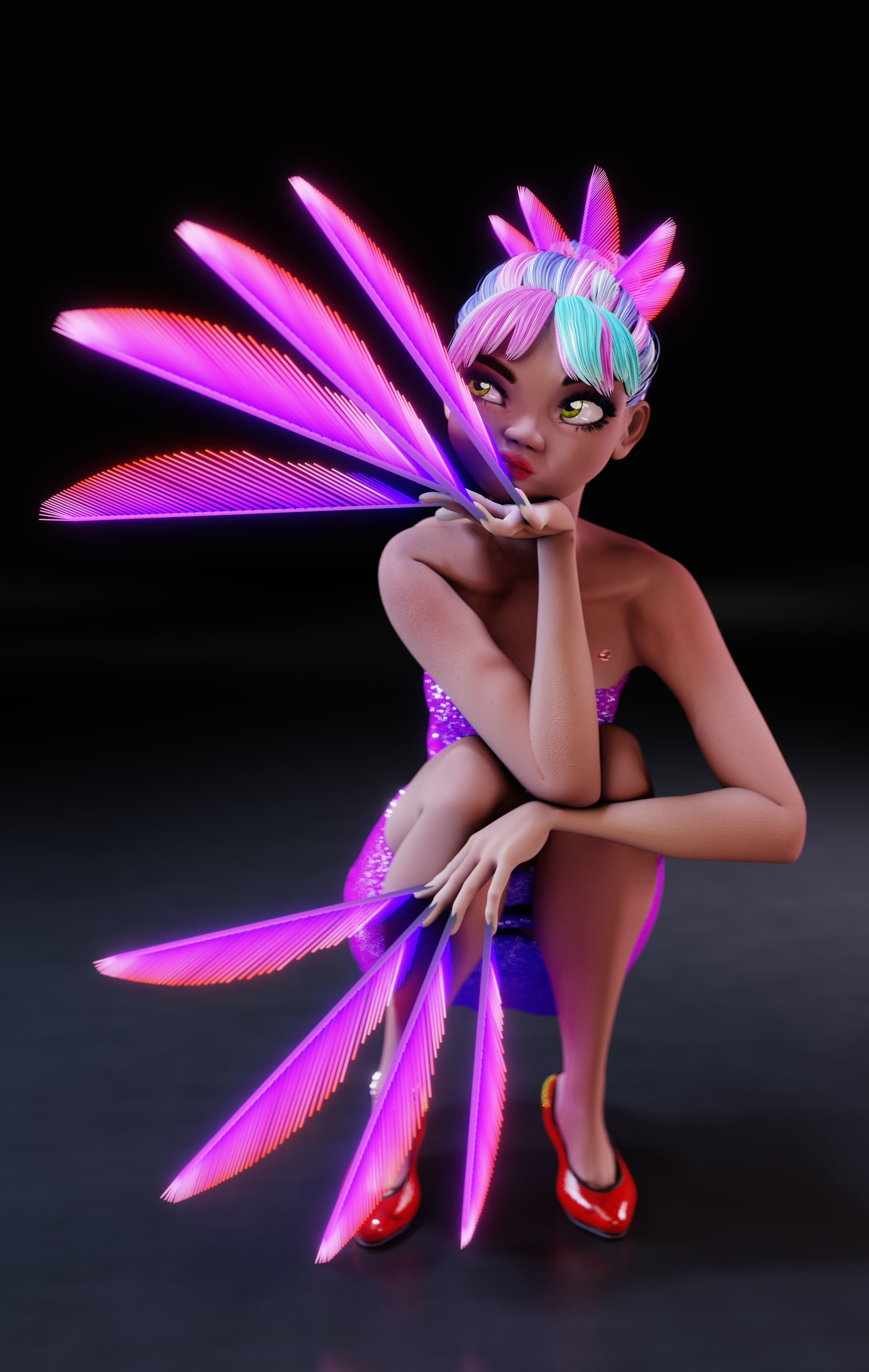 Lilithe Classica de los Muertos Female Rigged Blender Character 3D model_13