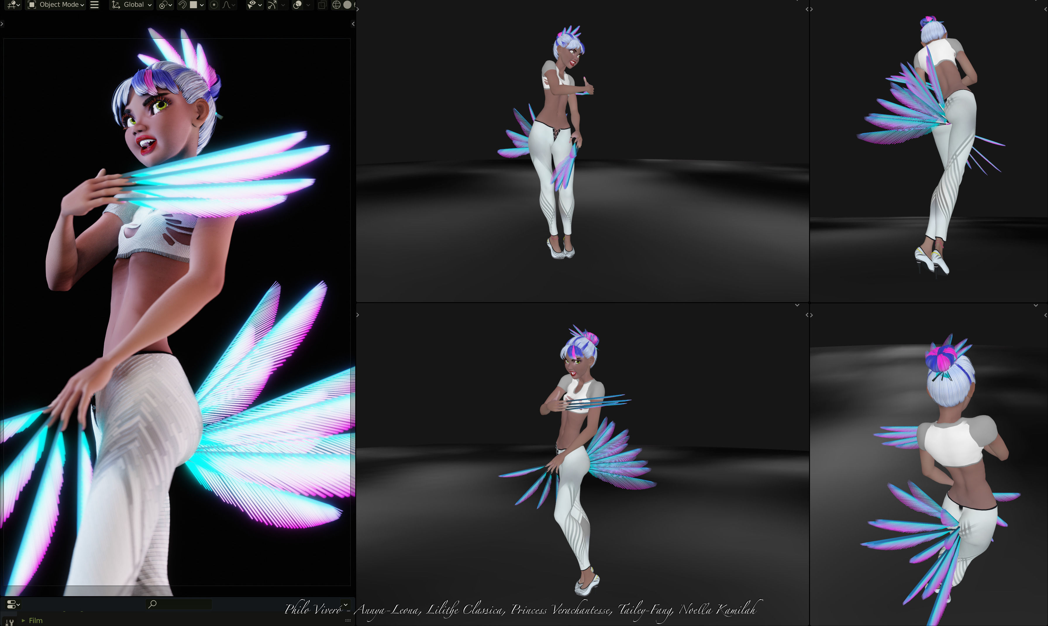 Lilithe Classica de los Muertos Female Rigged Blender Character 3D model_19