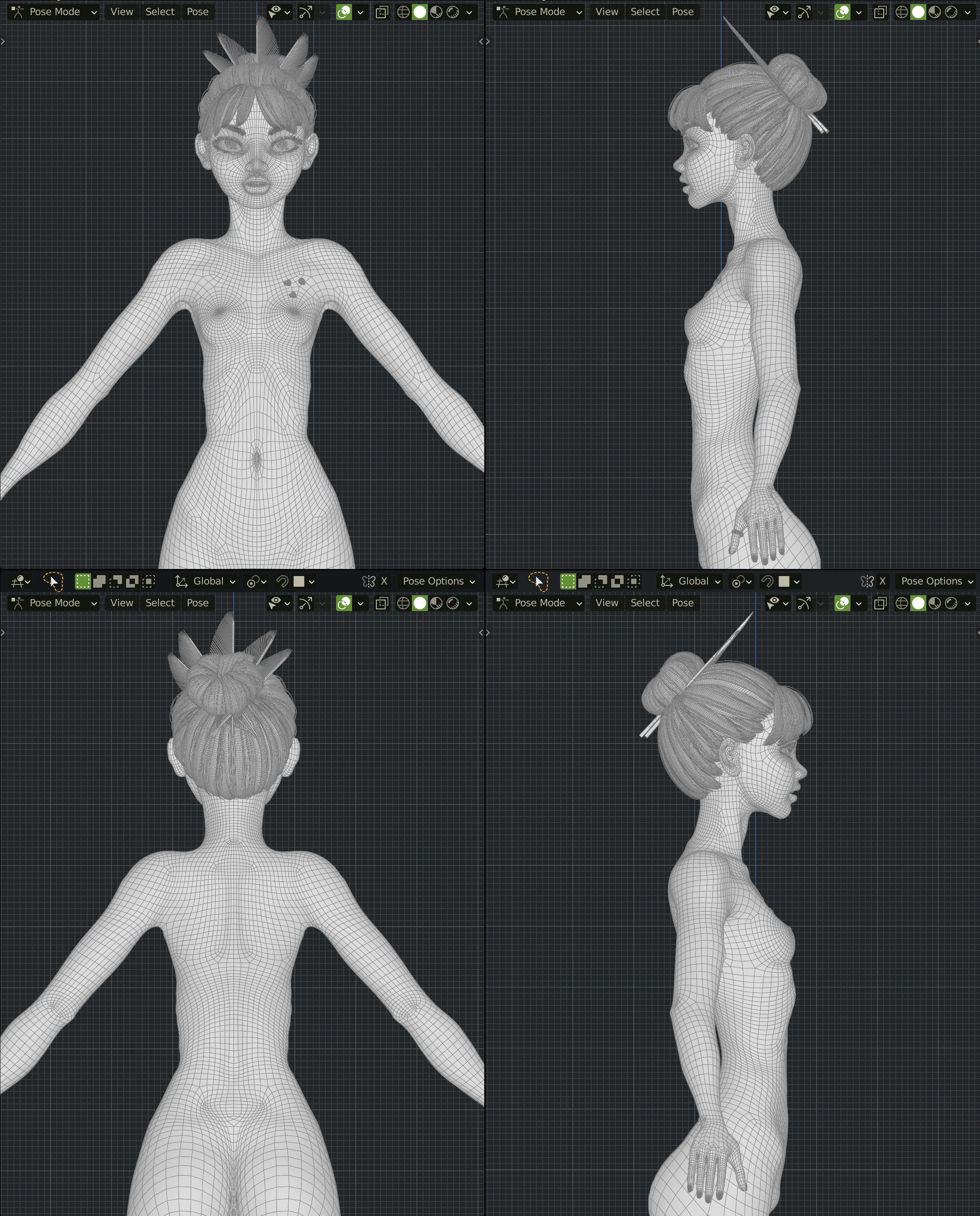 Lilithe Classica de los Muertos Female Rigged Blender Character 3D model_34