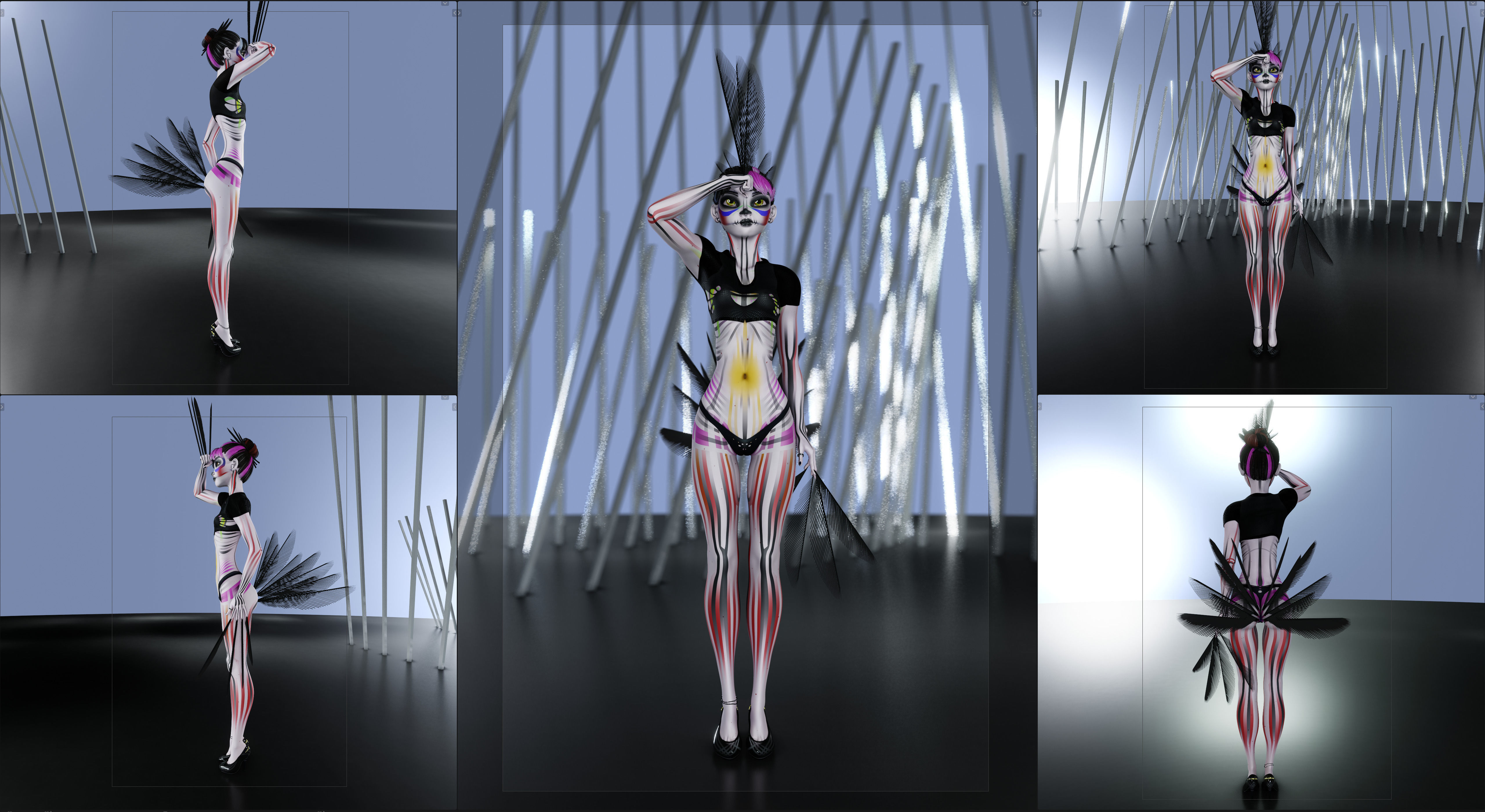 Lilithe Classica de los Muertos Female Rigged Blender Character 3D model_25