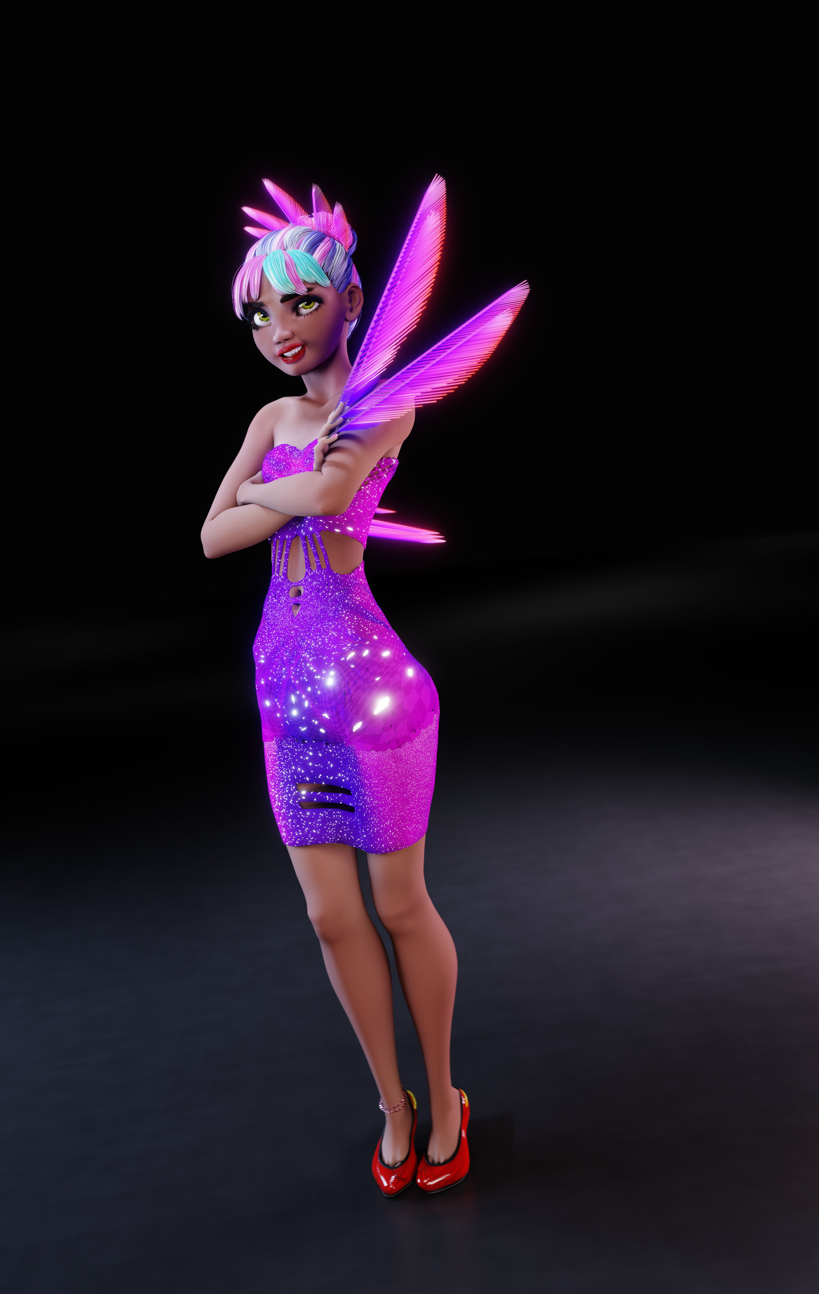 Lilithe Classica de los Muertos Female Rigged Blender Character 3D model_21