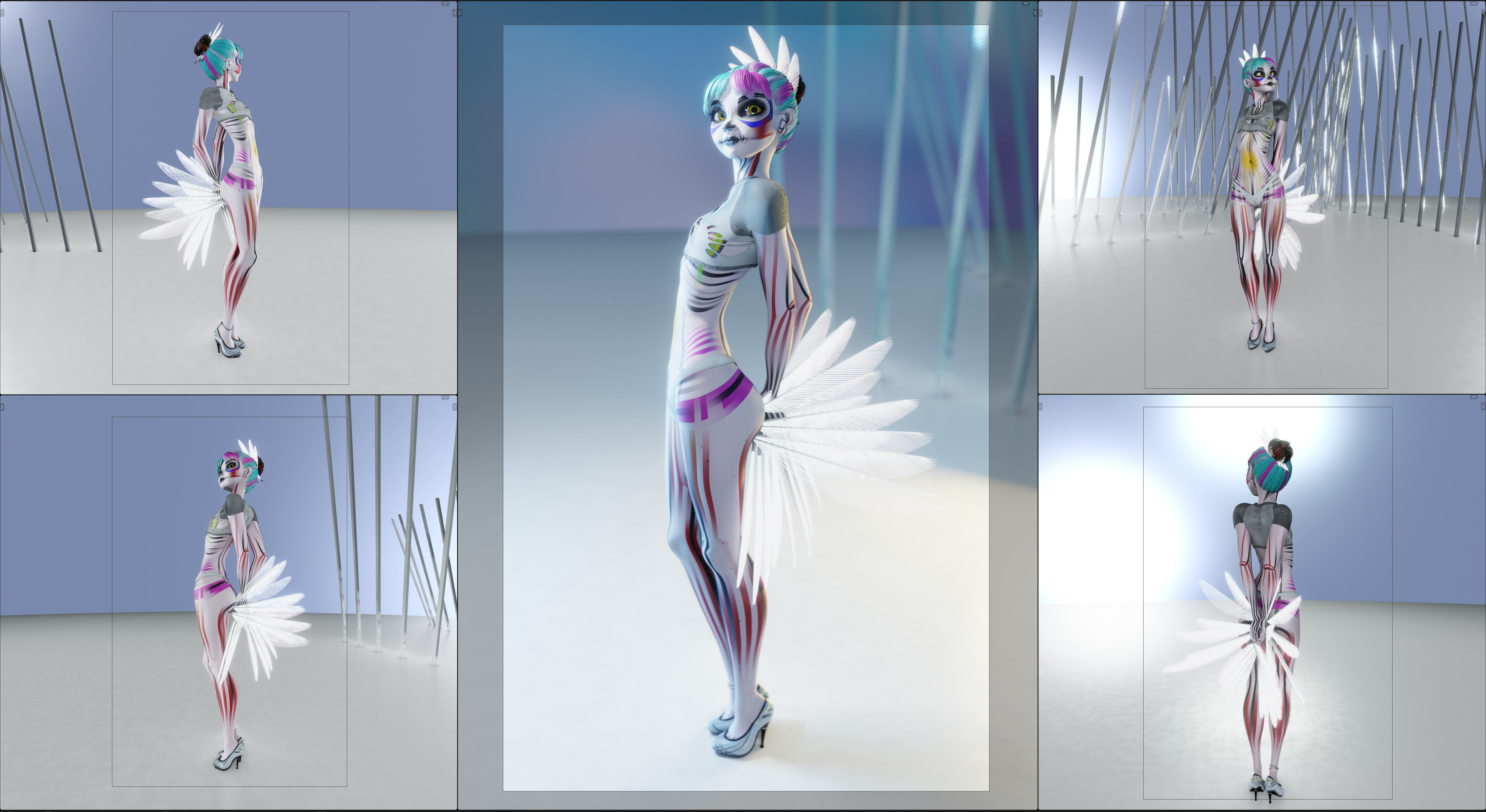 Lilithe Classica de los Muertos Female Rigged Blender Character 3D model_11