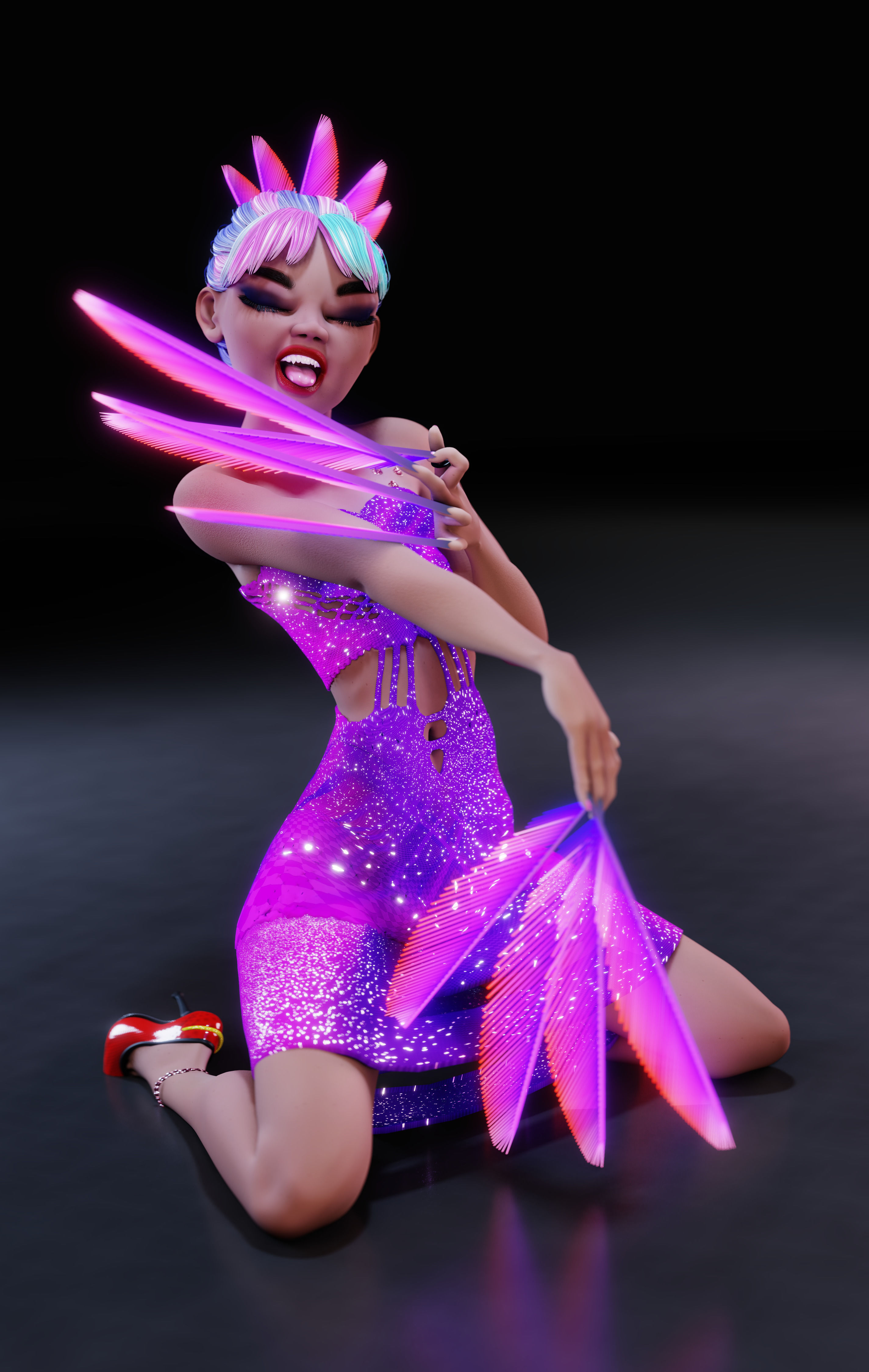 Lilithe Classica de los Muertos Female Rigged Blender Character 3D model_28