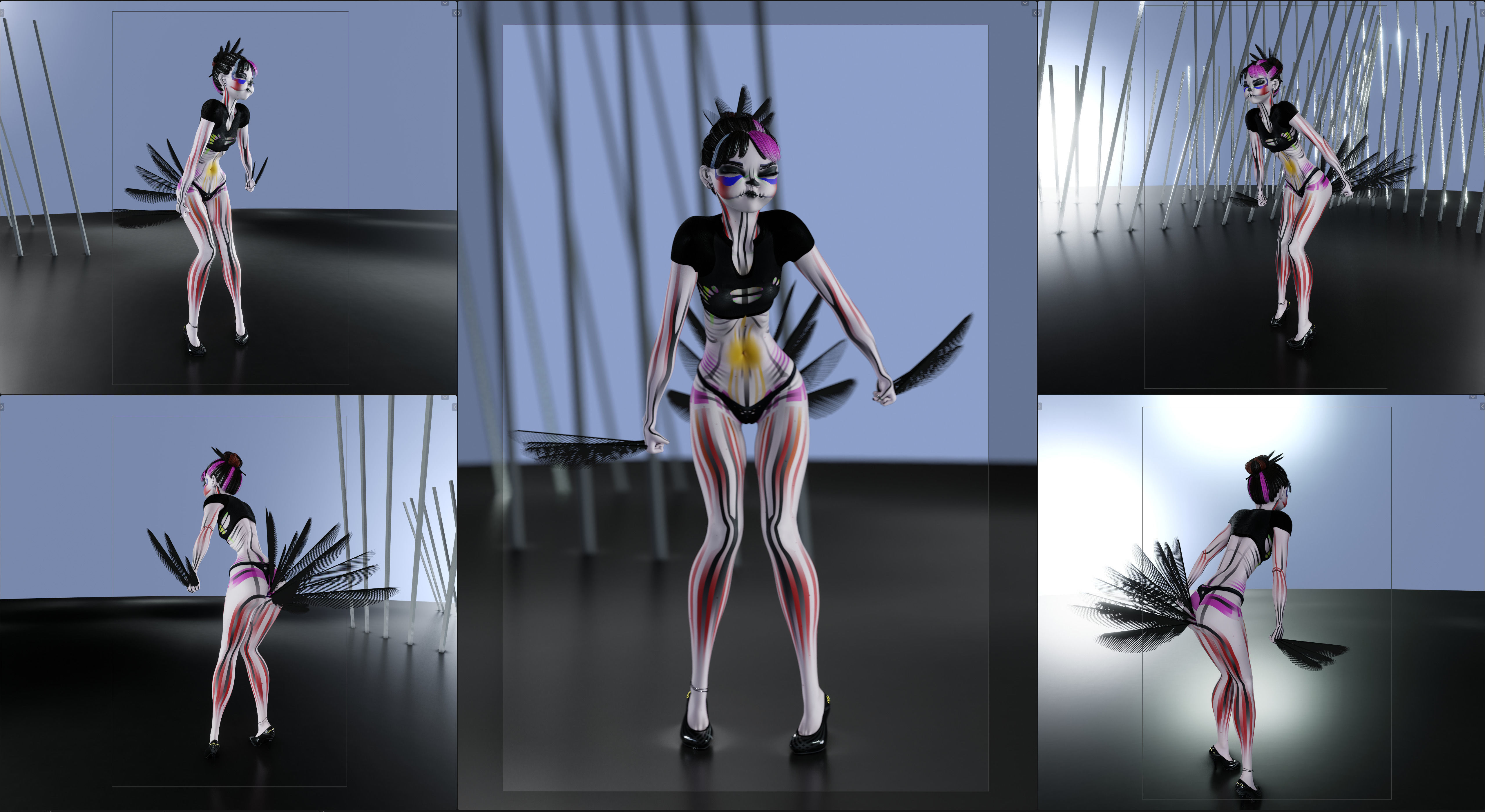 Lilithe Classica de los Muertos Female Rigged Blender Character 3D model_10