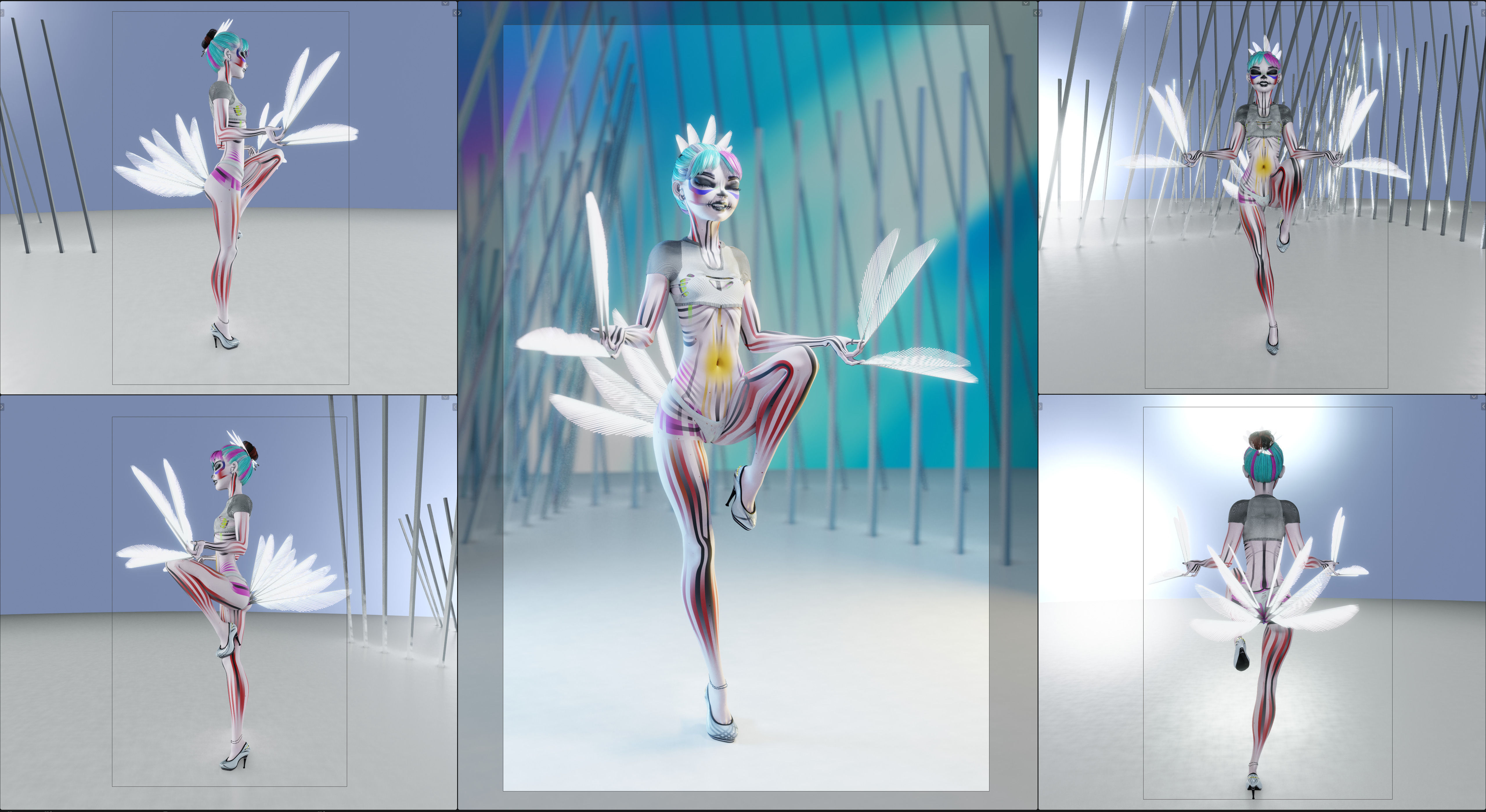 Lilithe Classica de los Muertos Female Rigged Blender Character 3D model_24