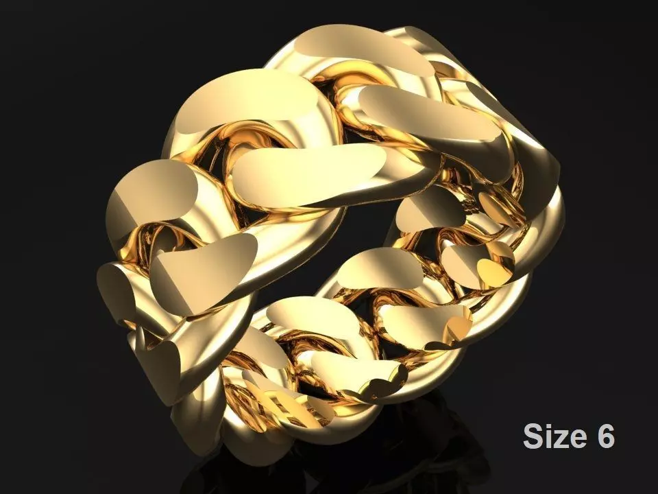 Chain ring - Miami Cuban ring - Link ring - Size 06 3D print model_0