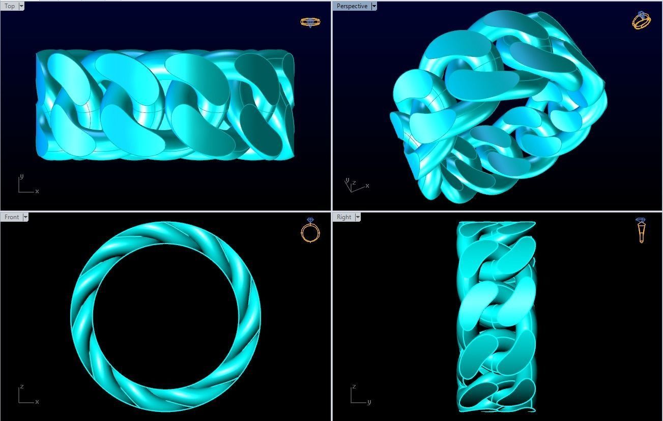 Chain ring - Miami Cuban ring - Link ring - Size 06 3D print model_5