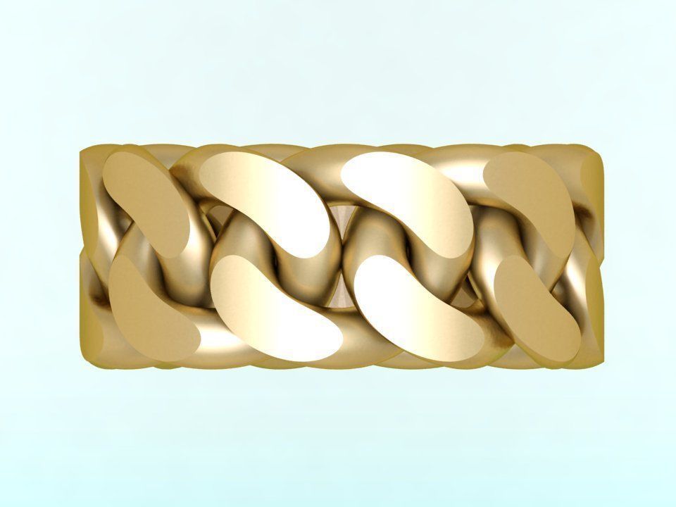 Chain ring - Miami Cuban ring - Link ring - Size 06 3D print model_7