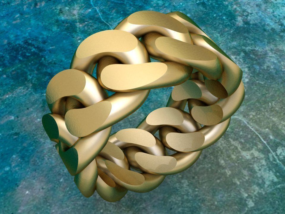 Chain ring - Miami Cuban ring - Link ring - Size 06 3D print model_3