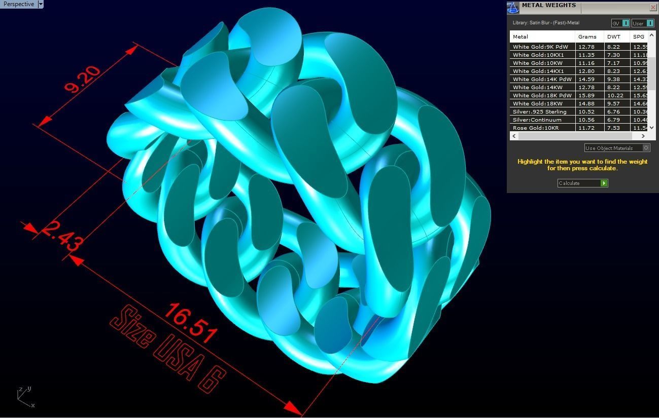 Chain ring - Miami Cuban ring - Link ring - Size 06 3D print model_6