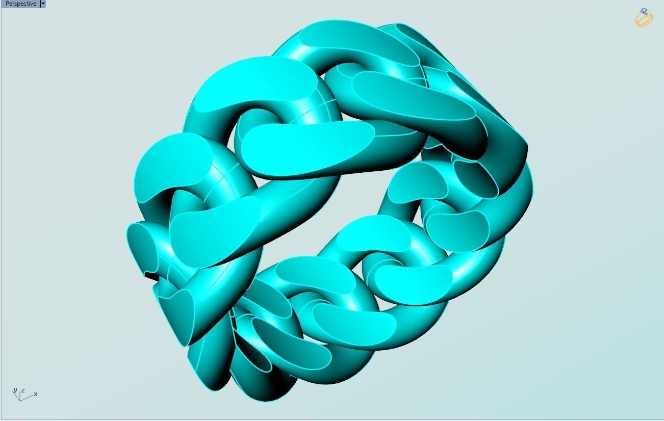 Chain ring - Miami Cuban ring - Link ring - Size 06 3D print model_10
