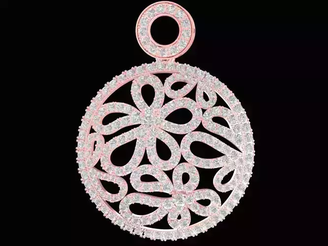 Elegant Round Floral Diamond Pendant for Women 2272