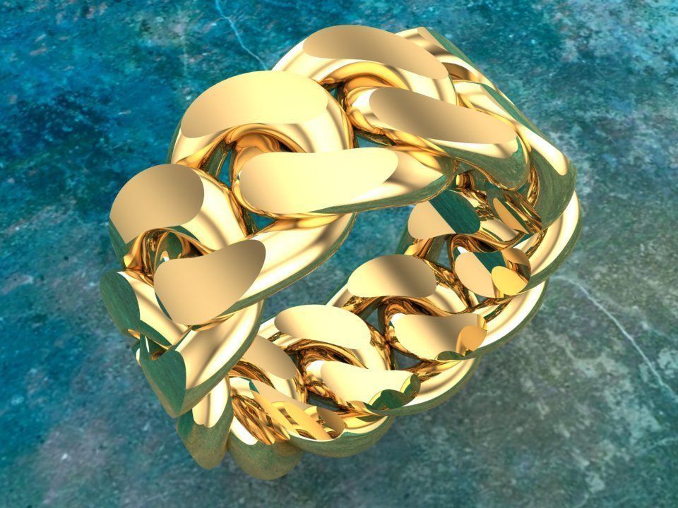 Chain ring - Miami Cuban ring - Link ring - Size 6 - 12 3D Model Collection_4