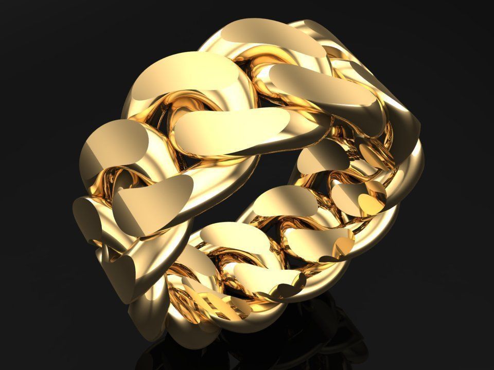 Chain ring - Miami Cuban ring - Link ring - Size 6 - 12 3D Model Collection_3