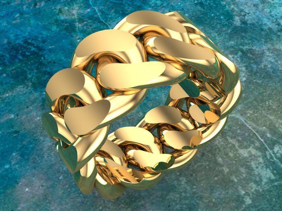 Chain ring - Miami Cuban ring - Link ring - Size 6 - 12 3D Model Collection_5