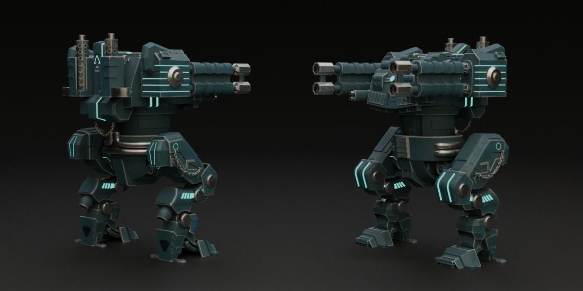 25 Sci-Fi Robot Mechas Library Blender Addon Low-poly 3D model_6