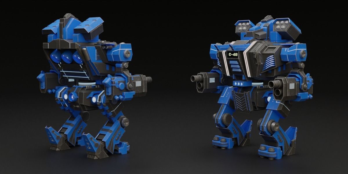 25 Sci-Fi Robot Mechas Library Blender Addon Low-poly 3D model_5