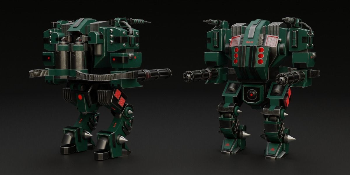 25 Sci-Fi Robot Mechas Library Blender Addon Low-poly 3D model_9