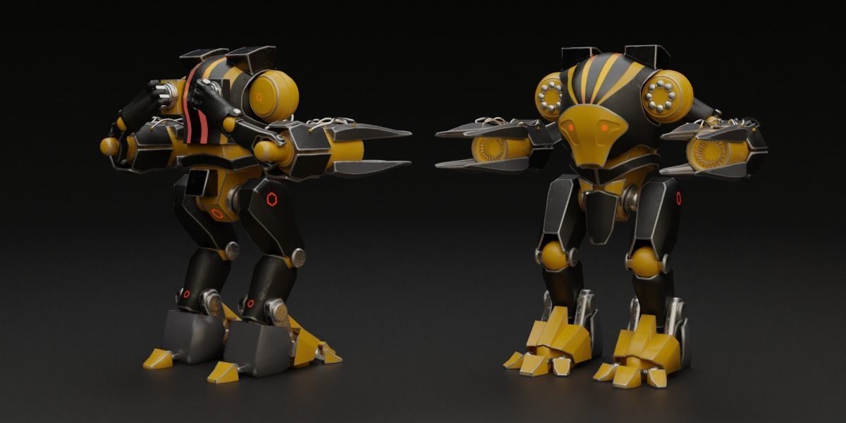 25 Sci-Fi Robot Mechas Library Blender Addon Low-poly 3D model_10