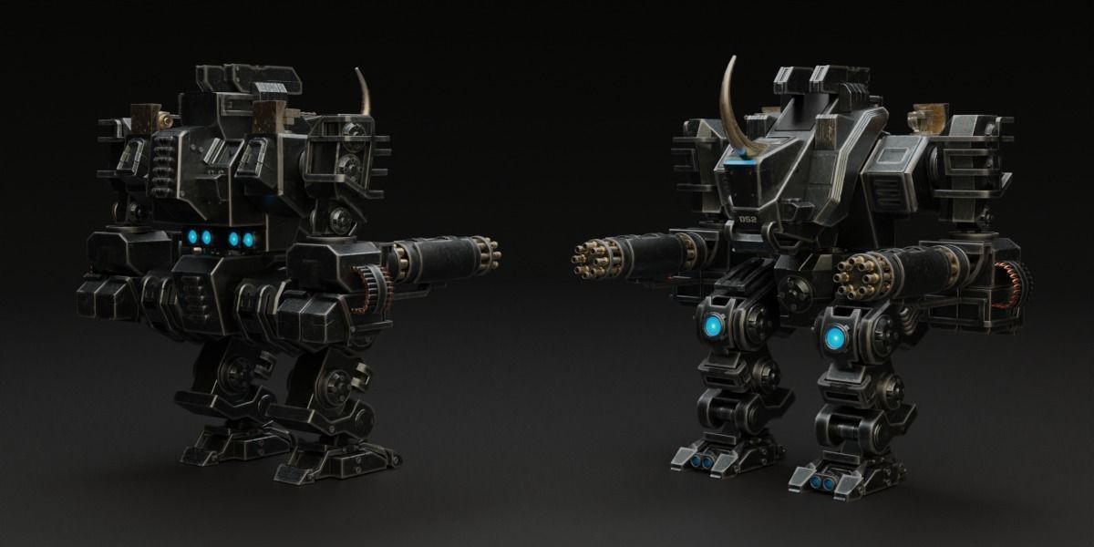 25 Sci-Fi Robot Mechas Library Blender Addon Low-poly 3D model_4