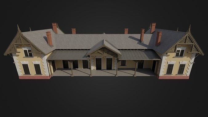 Old Hungarian Train Station Low-poly 3D model