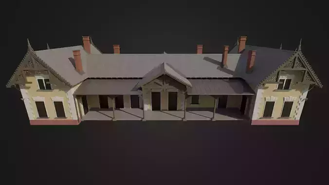 Old Hungarian Train Station Low-poly 3D model